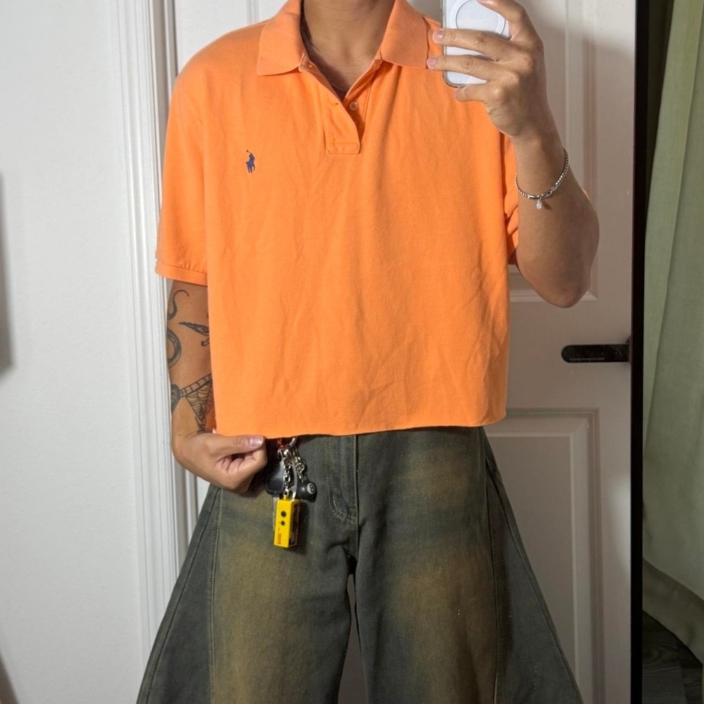y2k vintage polo ralph lauren cropped button up polo shirt